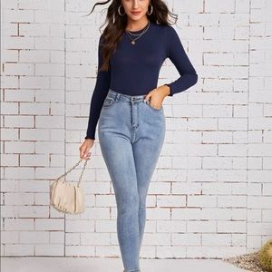 Solid Navy Blue Rib-knit Body Suit. *brand new*